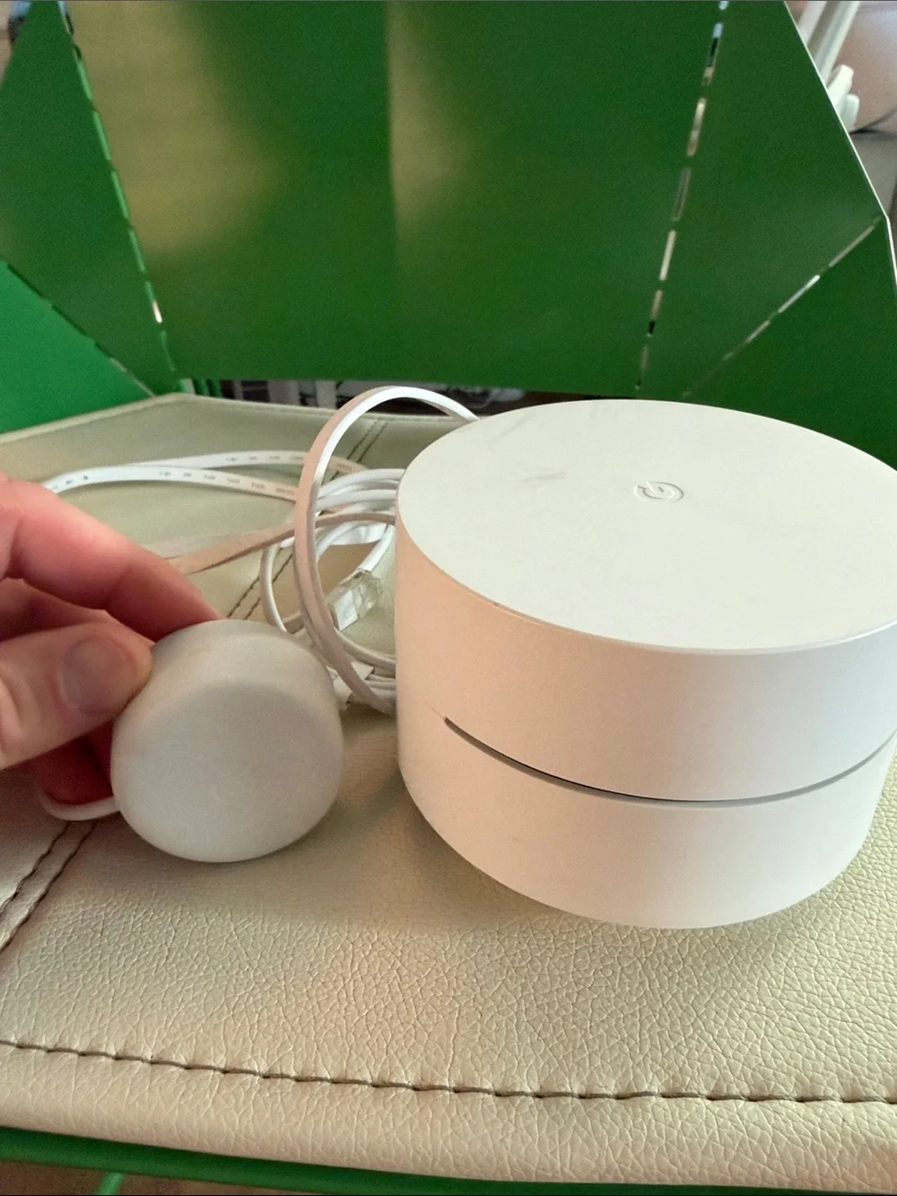 Google internet White Round Power Adapter with Attached Cable